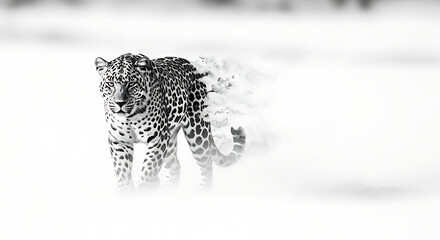  Leopard Walks Through Snowy
