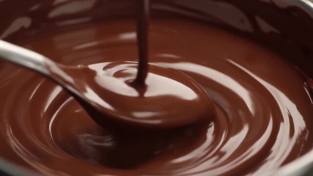 光を反射しながら鍋の中で舞うチョコレートの滑らかな動き