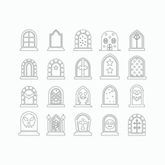 Halloween Door and Window Decorative Icon Set