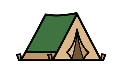 Simple illustration of a green and brown a frame tent design