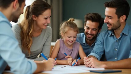 An organized family budgeting session for a trip, emphasizing planning techniques and financial mindfulness, with ample space for text overlays.