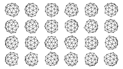 Minimalist grid of interconnected dot and line spheres ideal for data science or network themed graphic backgrounds
