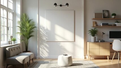 An organized smart home office setup demonstrating smart home installation services, with attention to light direction and elements that create negation space and visual hierarchy for brand messaging.