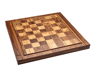 Chessboard with wood squares isolated transparent background