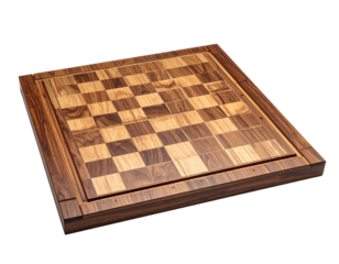 Chessboard with wood squares isolated transparent background