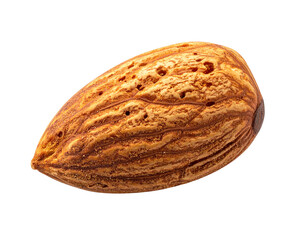 Close up isolated almond seed on transparent background