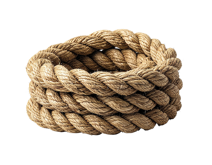 Coiled rope texture isolated on transparent background for design