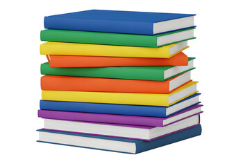 Stack of colorful books on a transparent background