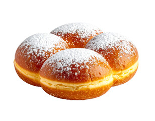 Donut with powdered sugar isolated on transparent background