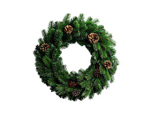 Evergreen wreath on transparent background holiday decoration festive ornament