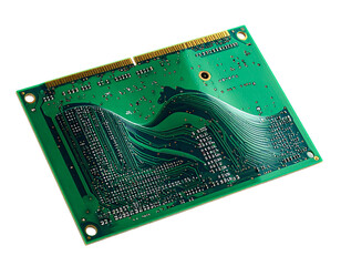 Green circuit board isolated on transparent background technology components