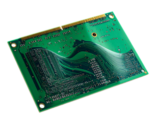 Green circuit board isolated on transparent background technology components