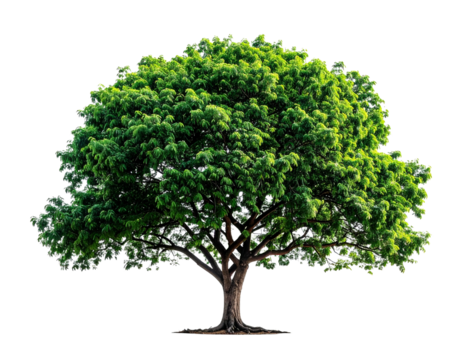 Isolated tree illustration with vibrant green foliage on transparent background