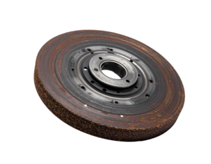 Metallic disk with central aperture isolated on transparent background