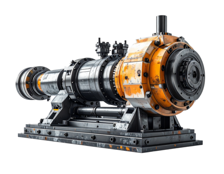 Metallic centrifugal pump on a transparent background engineering and industry concept
