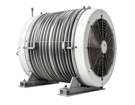 Metallic cylindrical mechanical device with transparent background