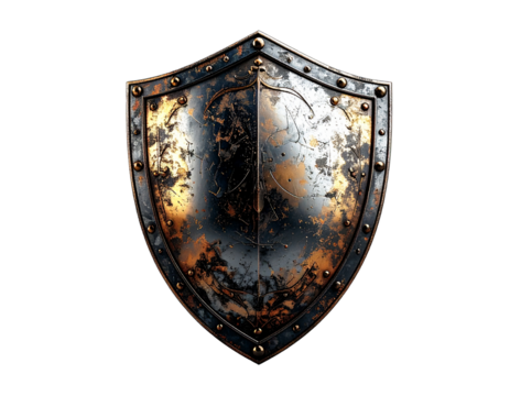 Metallic shield graphic with transparent background