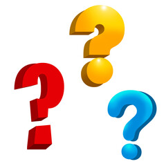 3d question mark symbols transparent background