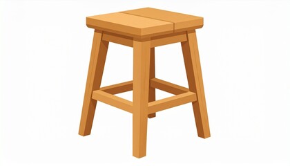 Isolated Wooden Stool Vector Illustration