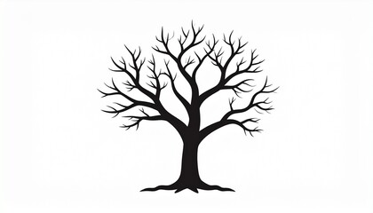 Fototapeta premium Dead Tree Vector Icon - Silhouette, Bare Branches and Dry Tree