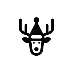 Whimsical Reindeer Vector Icon Wearing Christmas Hat