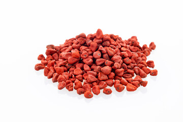 Bixa Orellana - Pile of red organic annatto seeds