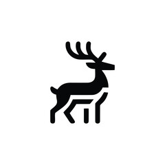 Geometric Deer Icon in Black and White Silhouette