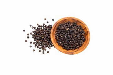 Aromatic black pepper in a bowl - Piper nigrum