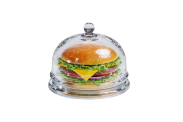 On a transparent background. Delicious appetizing burger. Exotic food. Image for designers, marketers and IT. Popular illustration, object. Sphere of trade, economy, sales.