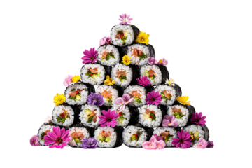 Delicious appetizing sushi, rolls. On a transparent background. Exotic food. Image for designers, marketers and IT. Popular illustration, object. Sphere of trade, economy, sales.