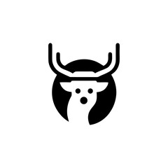 Minimalist Deer Head Logo Icon in Black