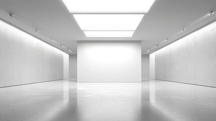 Fototapeta premium Bright and Spacious Art Gallery with White Walls, Ideal for Exhibitions and Showcases