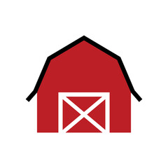 red barn icon. simple vector illustration of a traditional farm building symbolizing agriculture, livestock, and rural life