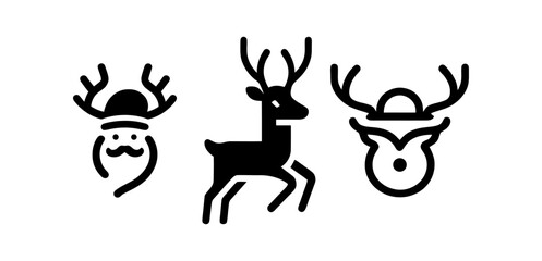 Minimalist Santa and Reindeer Icons for Holiday Design
