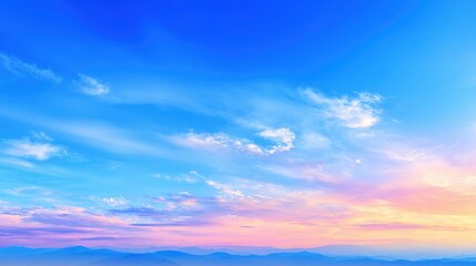 Fototapeta premium Scenic Sky Landscape with Soft Clouds and Blue Gradient Background for Serene Visuals