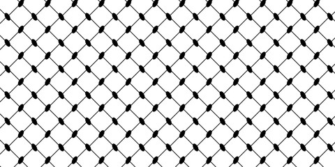 Keffiyeh or shemagh pattern. Traditional Palestinian head scarf print. Geometric fabric texture. Classical oriental cloth background. Lattice, mesh or fishnet structure. Vector graphic illustration.