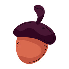 Flat Vector Illustration of an Autumn Acorn
