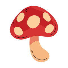 Flat Vector Illustration of a Forest Mushroom