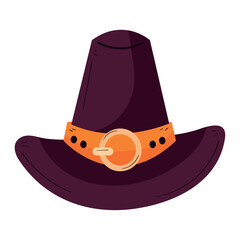 Flat Vector Illustration of a Thanksgiving Pilgrim Hat