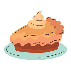 Flat Vector Illustration of a Homemade Apple Pie