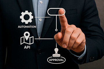 Business person points to concept of Automation for the business.