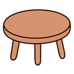 Cute Cafe Wooden Table Cartoon Illustration