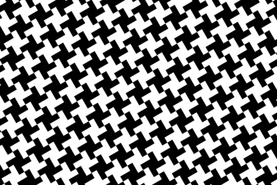 Pepita, pinwheel or shemagh pattern. Oriental black and white textile motif. Plaid, scarf or cloth textile print. Tweed fabric design. Classical monochrome ornament. Vector graphic illustration.
