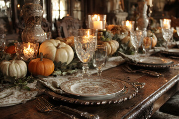 Naklejka premium Thanksgiving Table Setting