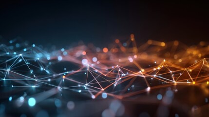 Abstract Network Connection Background with Glowing Nodes, Representing Data Transmission and Communication Technologies