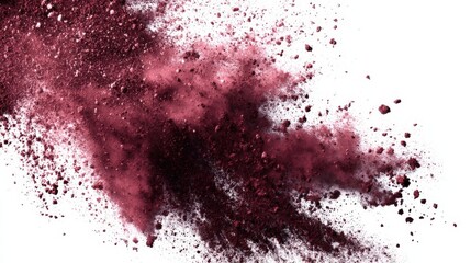 Obraz premium Burgundy powder explosion against white backdrop creating abstract shape perfect for design elements or composite images