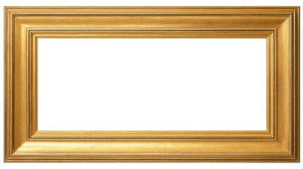 Elegant Golden Rectangular Frame for Artwork Presentation and Design Mockups on Isolated White Background