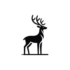 Elegant Deer Stag Silhouette Logo Vector Design