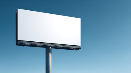Obraz premium Billboard Mockup Against a Clear Blue Sky, Ideal for Advertising and Marketing Campaigns, High Resolution