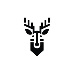 Geometric Deer Head Minimalist Wildlife Emblem Design